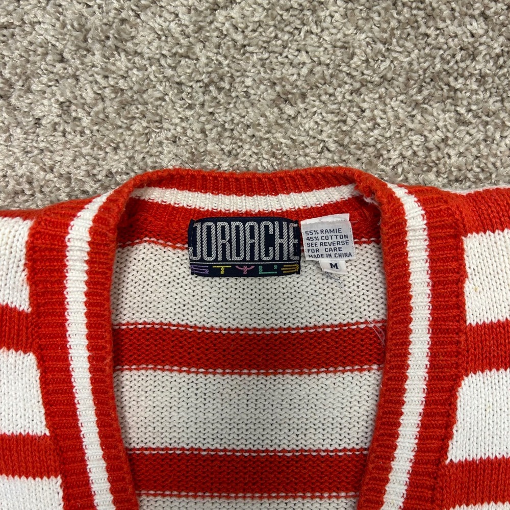 vintage Jordache‎ Cardigan Sweater Striped Nautical Women Size Medium V-Neck - Picture 7 of 8